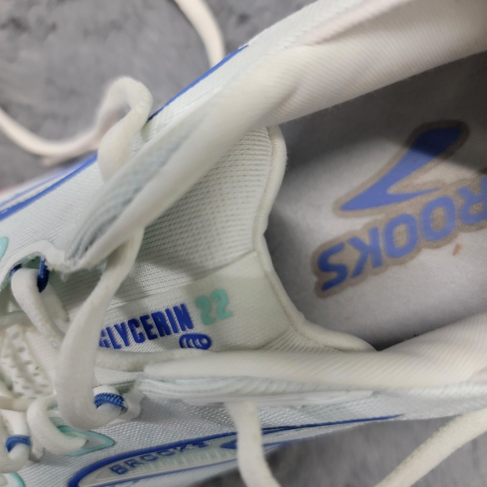 Brooks Glycerin 22 Shoes Womens 10.5B White Mint Road Running Cushion Sneakers - Picture 6 of 11